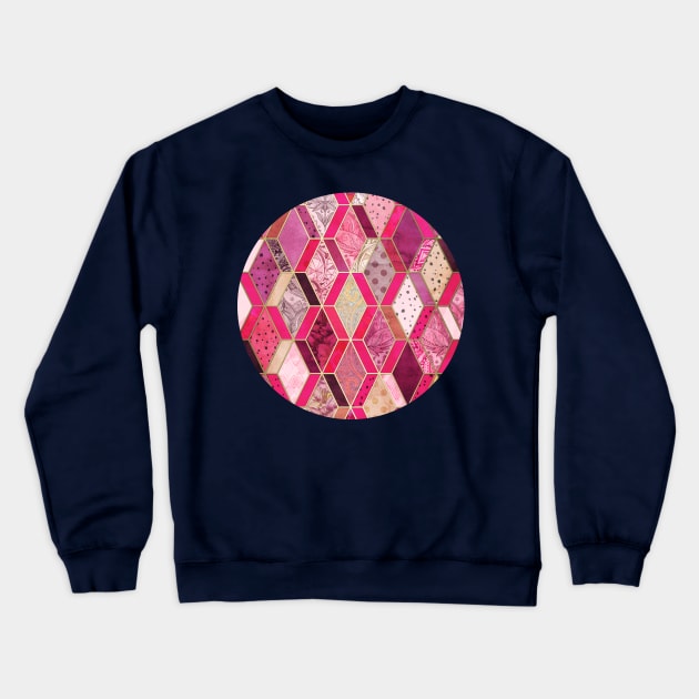 Wild Pink & Pretty Diamond Patchwork Pattern Crewneck Sweatshirt by micklyn